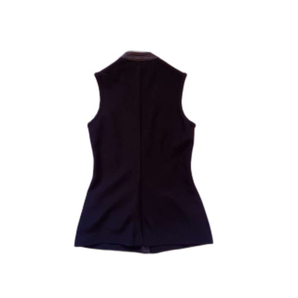 Bisou Bisou 90s Y2K Mod Faux Leather Top Sleeveless Snap Button High Neck Small - Picture 5 of 10